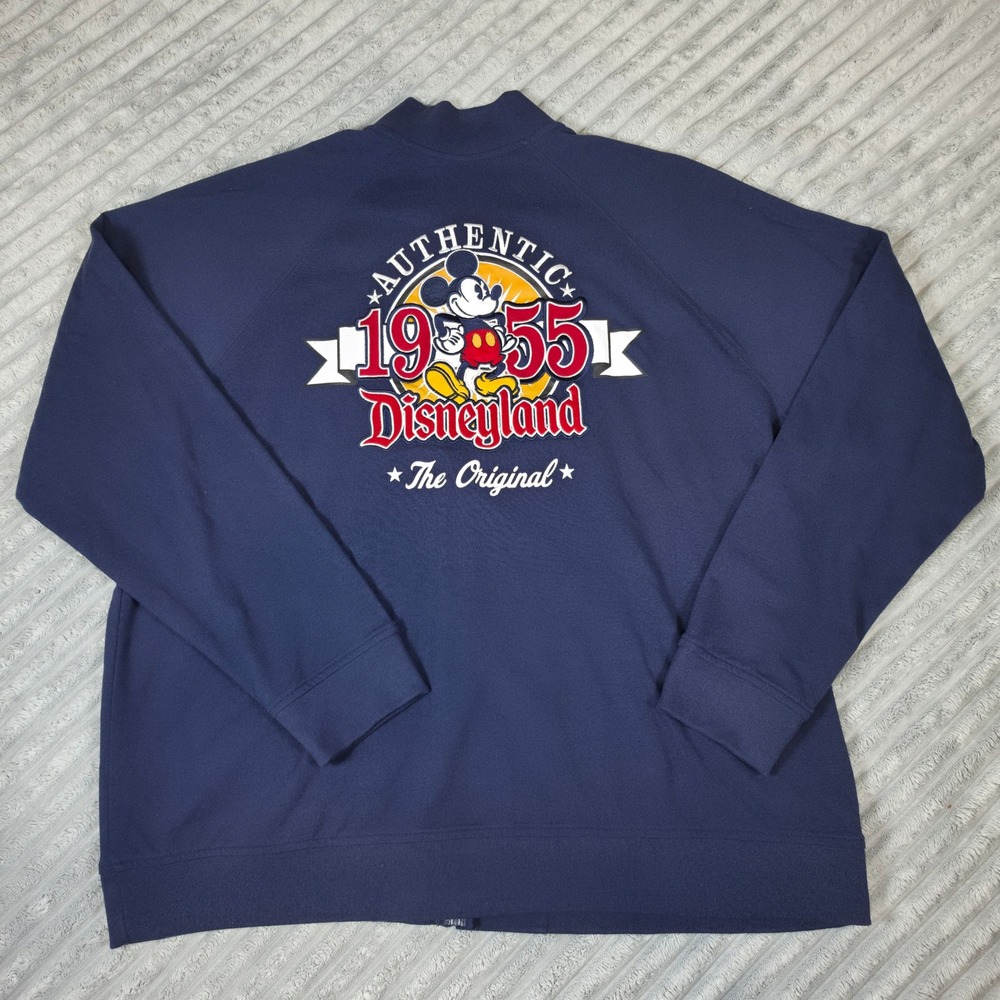 Disney Parks Disneyland 1955 Mickey Mouse Full Zip Track Jacket Navy Blue‎ XXL
